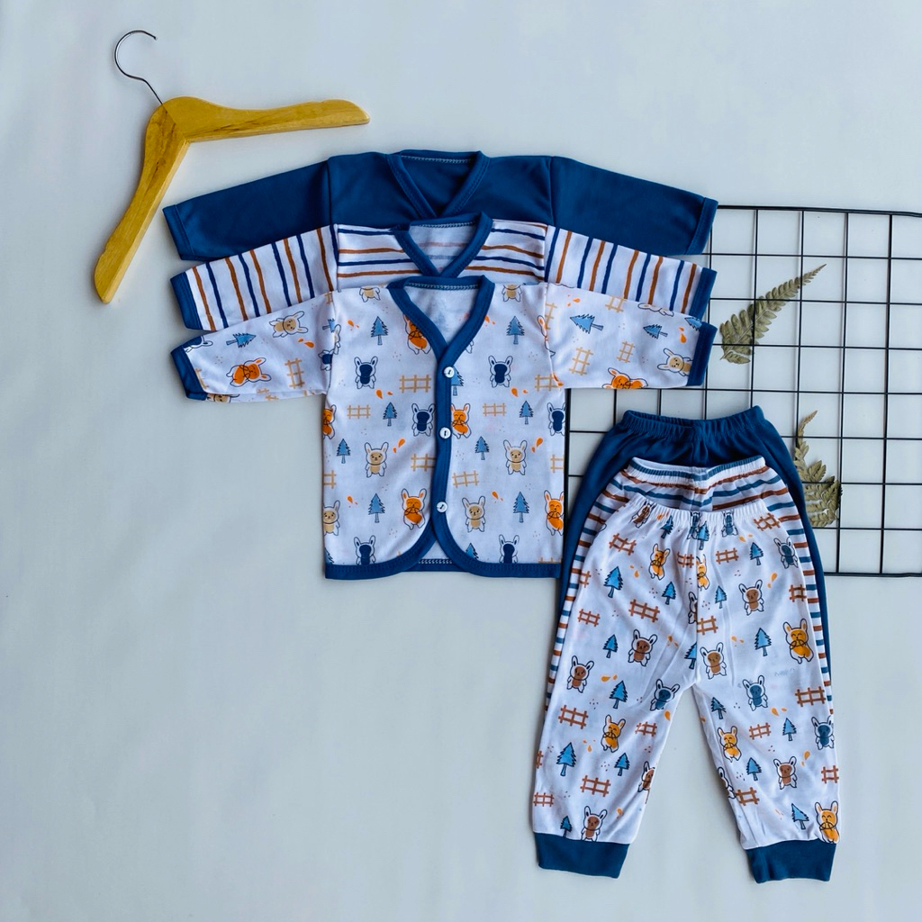 Sima Baby - Promo [6Pcs] Stelan Baju Bayi Lengan Panjang Newborn Atasan Bayi Dan Celana Panjang  Bay