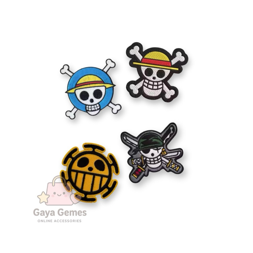 Patch Bordir Anime One Piece | Emblem Iron On / Jahit | Patch Jaket Tas Aesthetic