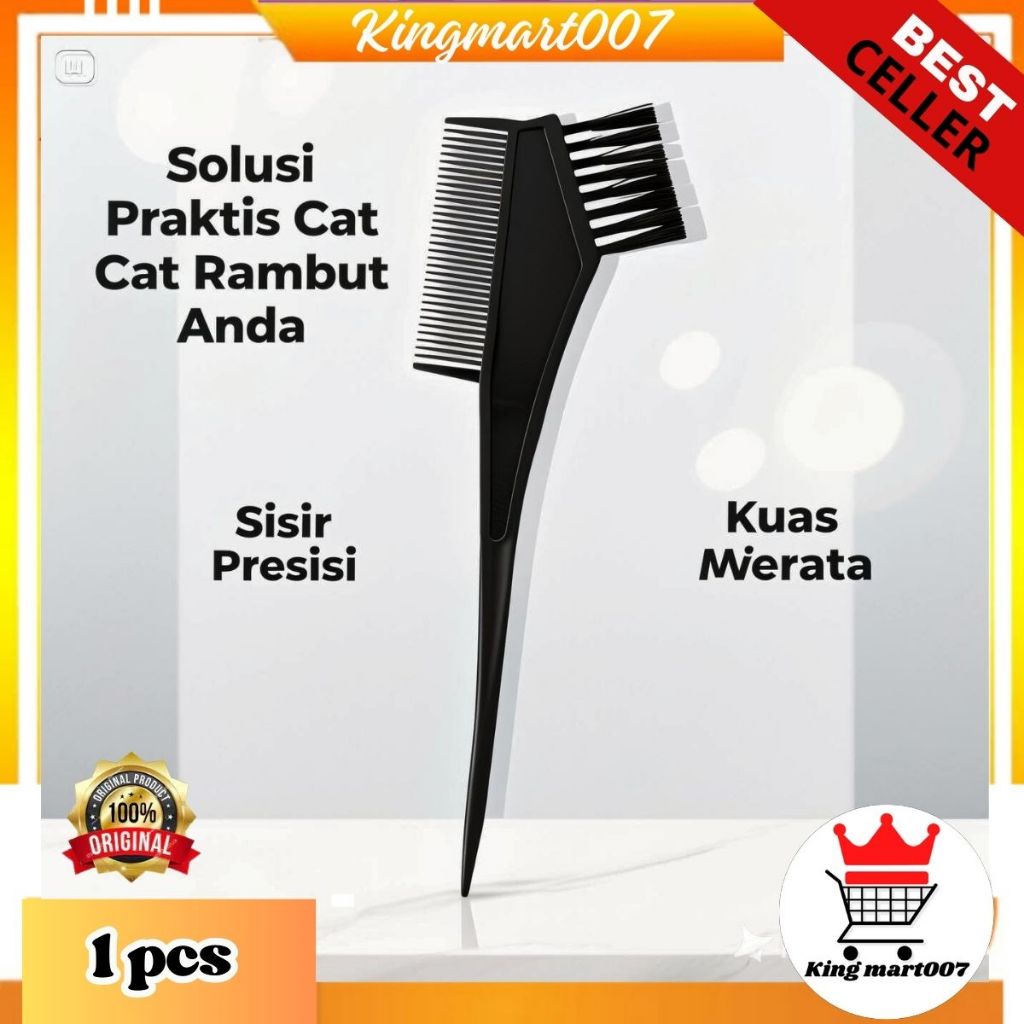 Kuas Cat Rambut 2-in-1 dengan Sisir - Alat Semir Rambut Salon Profesional