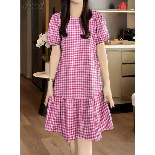 syahira tunik tangan pendek motip kotak