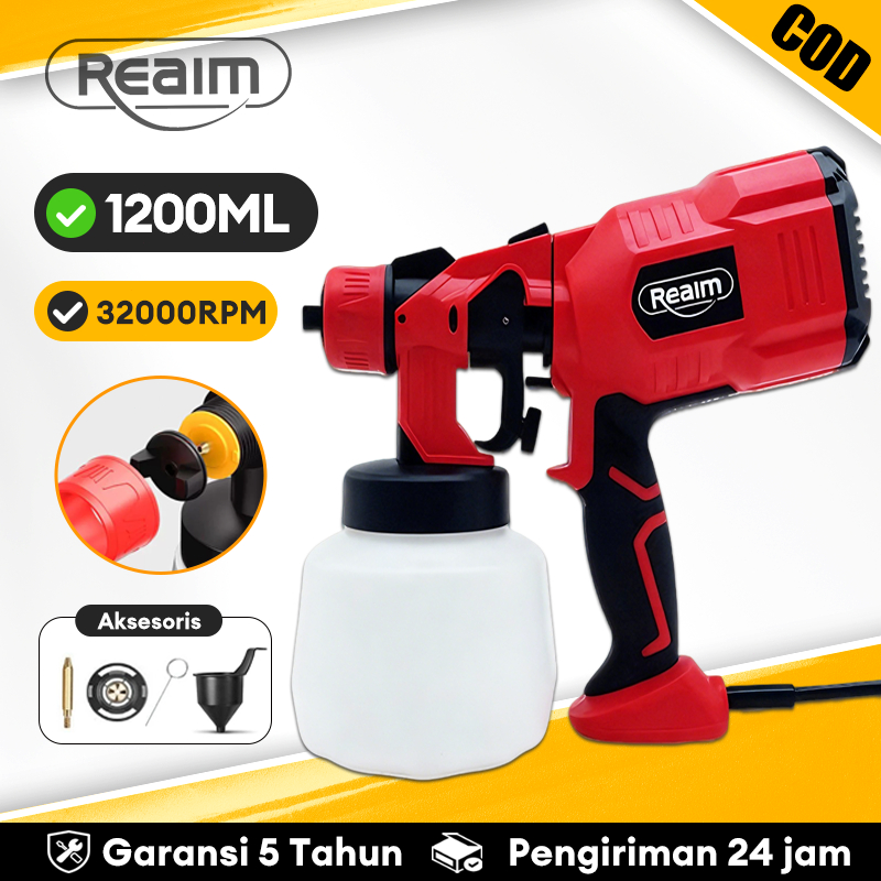 REAIM Spraygun cat semprot Alat cat Semprot listrik 1200ML Electric Spray Gun Pistol Semprot Listrik