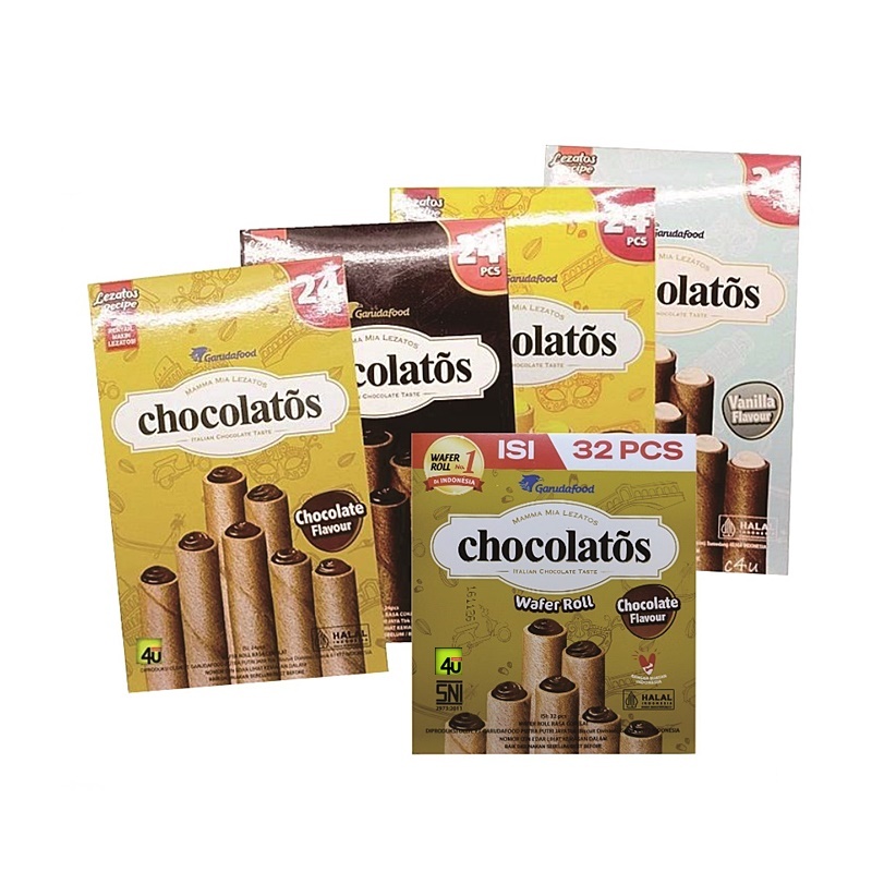Chocolatos - Chocolate Wafer Roll 1 kotak - REGULER dan LONG