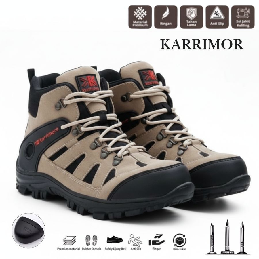 SEPATU SAFETY BOOTS PRIA KARRIMORE HIKING NAIK GUNUNG MURAH SEPATU KARIMORE UJUNG BESI TERLARIS