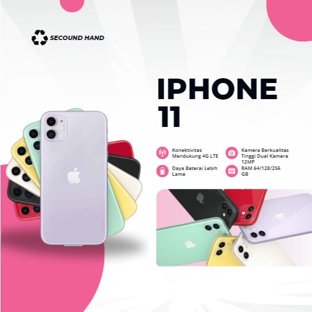 iPhone 11 Second 64GB 128GB 256GB Tangan kedua100%ORI LCD MULUS NORMAL