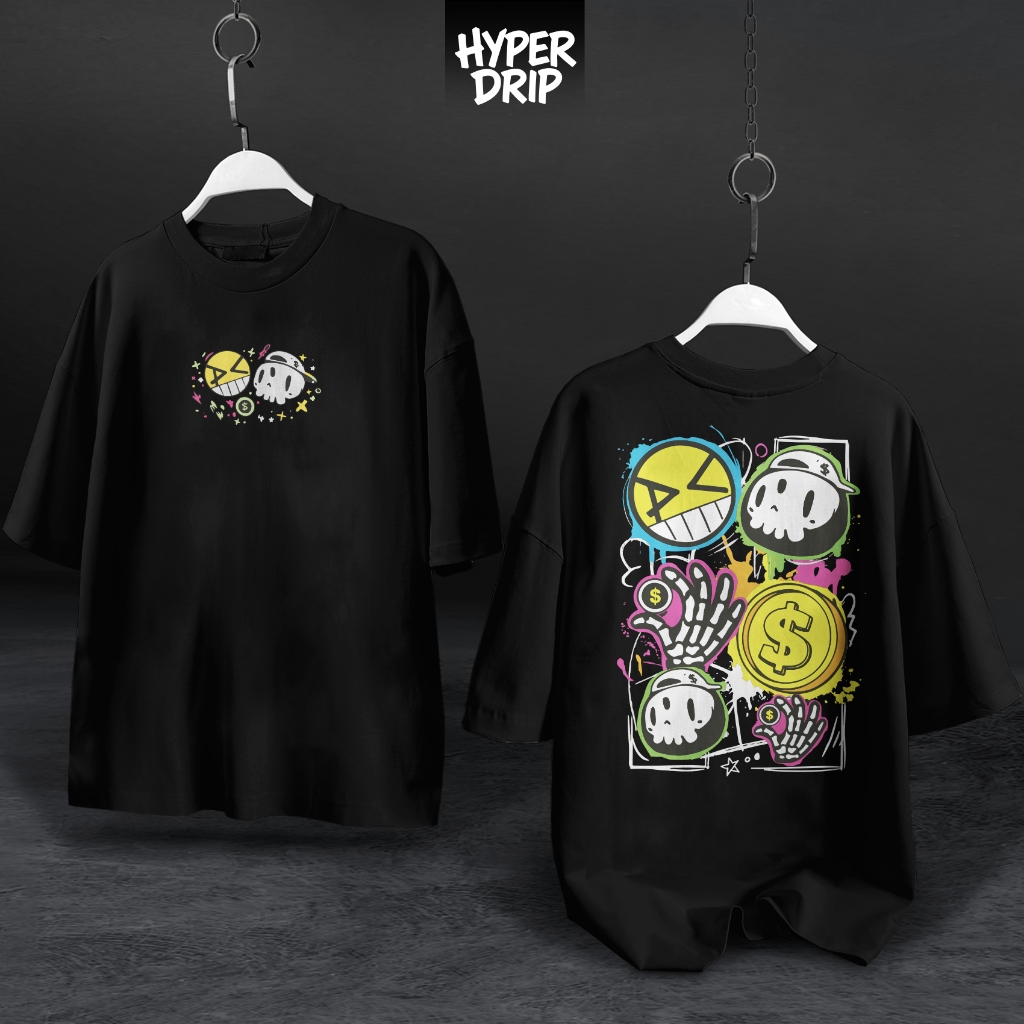 HYPERDRIP - OVERSIZE T-Shirt " CASH PLAY " | Kaos Oversize Unisex | Cotton Combed 20s Tebal | Baju D