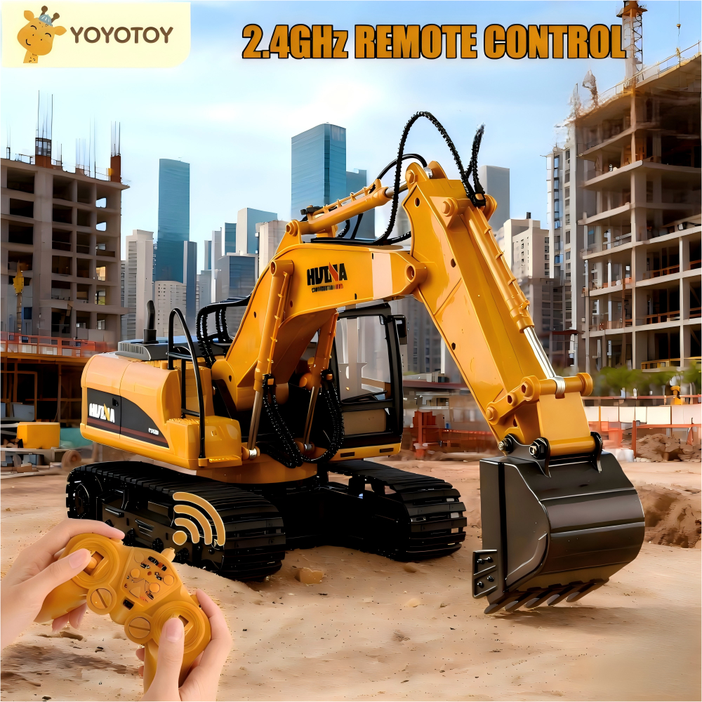 YOYOTOY Excavator Remote Control 16Channel  Besar 1:14 2.4GHz RC Beko Bahan Paduan Truk Penggali Set
