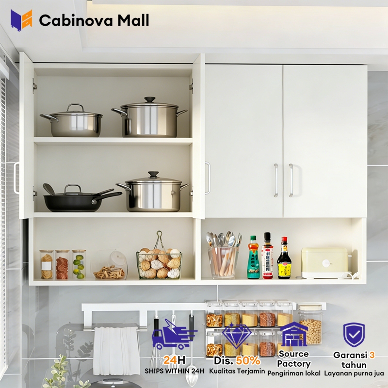 Kitchen Set 4 Pintu Minimalis Lemari Dinding Dapur Lemari Serbaguna Lemari Gantung Rak Bumbu Dapur