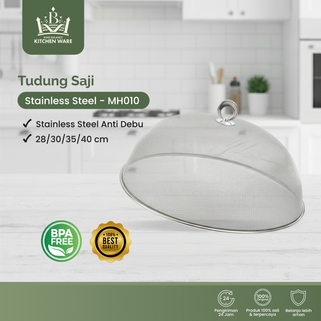 KING BALANCE Kitchen Ware ID Tudung Saji Makanan Stainless Besi Tutup Makan Higienis Elegan Meja Mod
