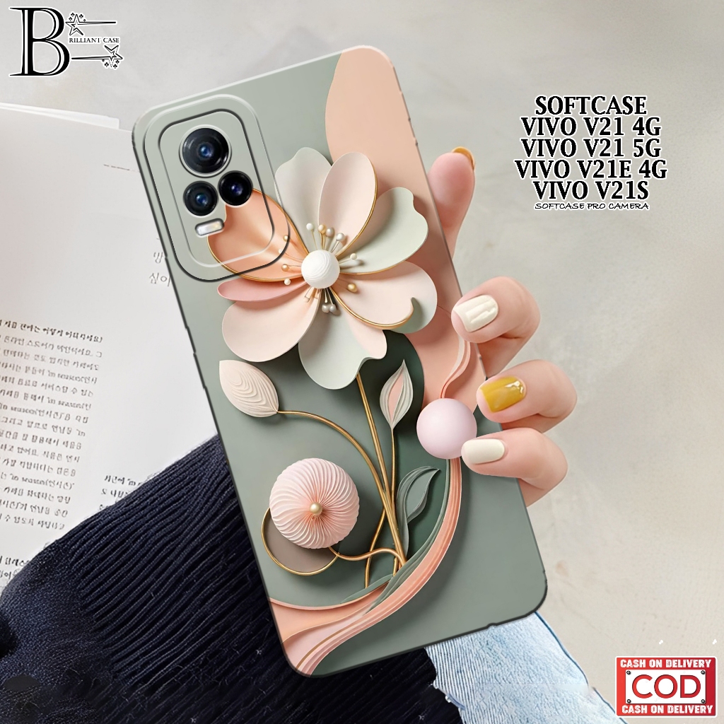 Case VIVO V21/V21e/V21s Terbaru - Fashion Case Bunga - Casing VIVO V21/V21e/V21s - Silikon Pro Camer