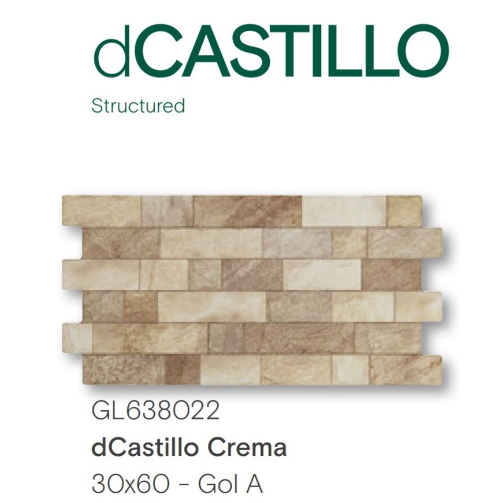 KERAMIK DINDING 30X60 CM ROMAN INTERLOCK DCASTILLO CREMA GRADE A
