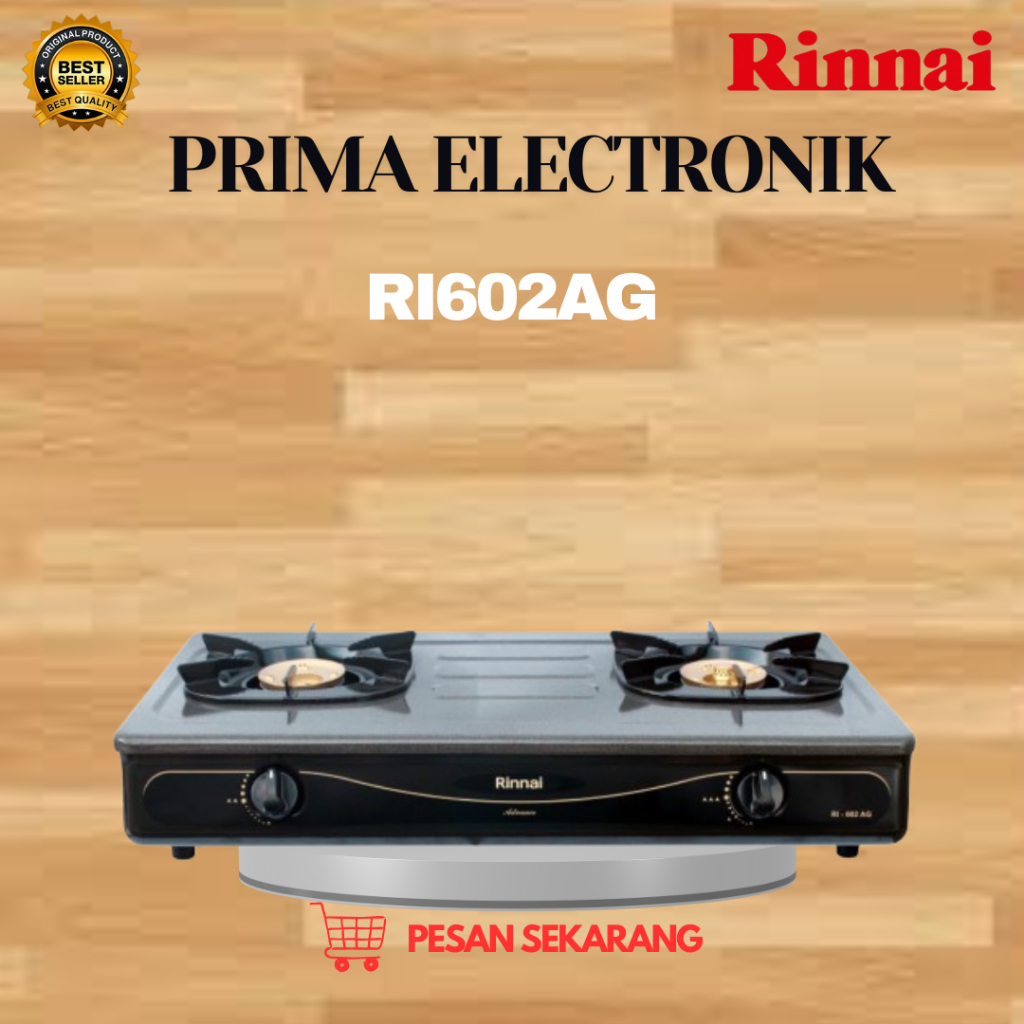 RINNAI KOMPOR GAS 2 TUNGKU RI-602AG/RI602AG/RI602AG/RI 602AG/RI-602 AG/ORIGINAL RINNAI/GARANSI RESMI