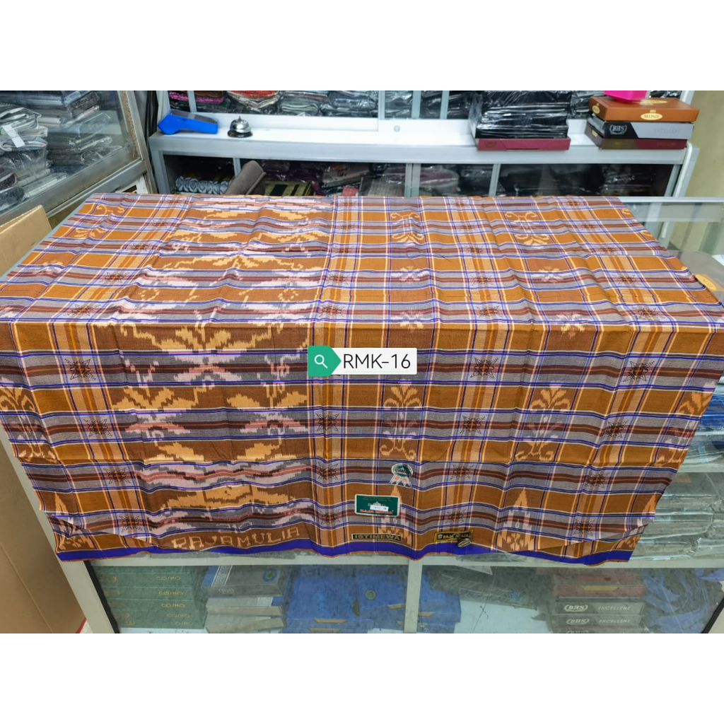 BISA COD - SARUNG RAJA MULIA 210 SUTRA MESRES MOTIF KOTAK SONGKET MEWAH ELEGANT