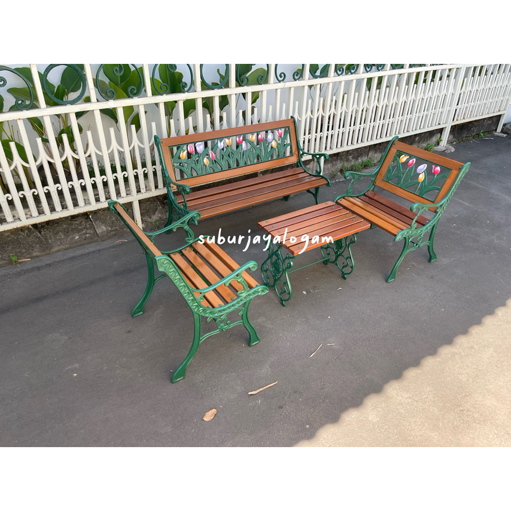 Kursi Taman Besi 1 Set tipe Elegan Tulip