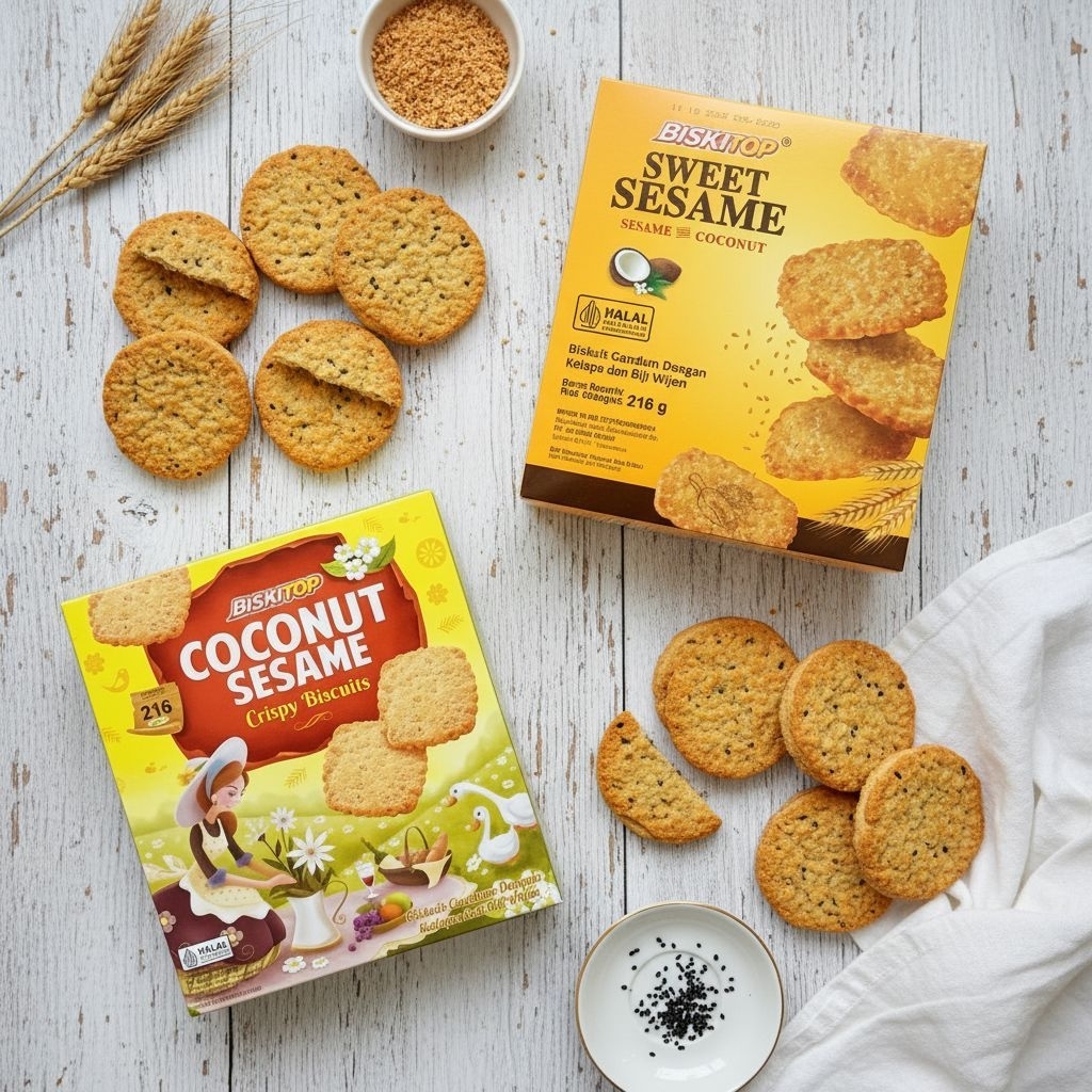 Biskitop Sweet Sesame 216 gram ( satuan ) - Biskitop coconut sesame