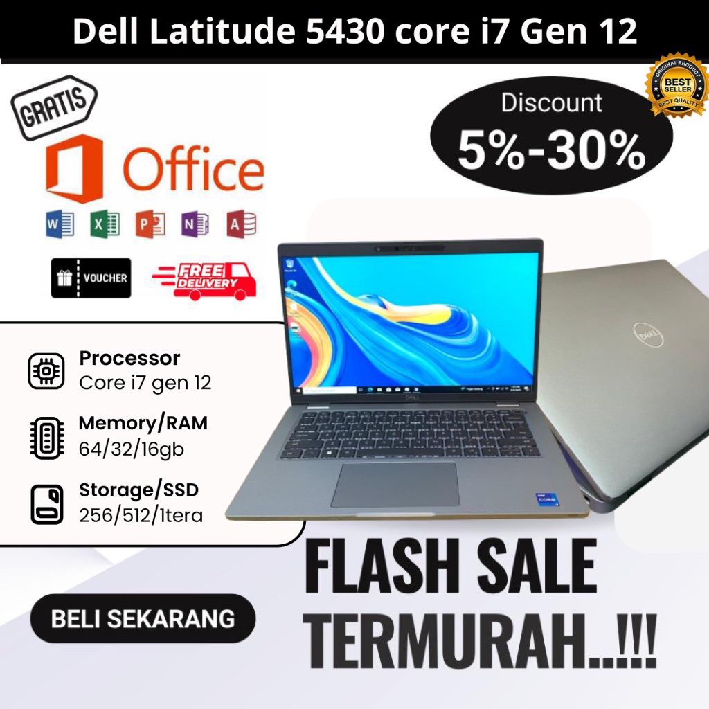 [BEST SELLER] Dell Latitude 5430 core i7 gen 12 || RAM 32gb SSD 512gb + Touchscreen