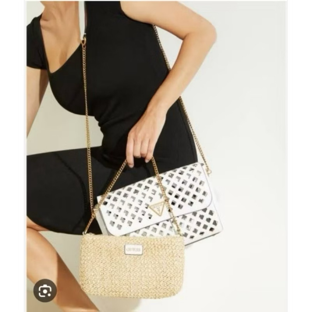 [PRELOVED TANPA BOX/PAPERBAG] - TAS GUESS AQUA CROSS BODY FLAP WHITE