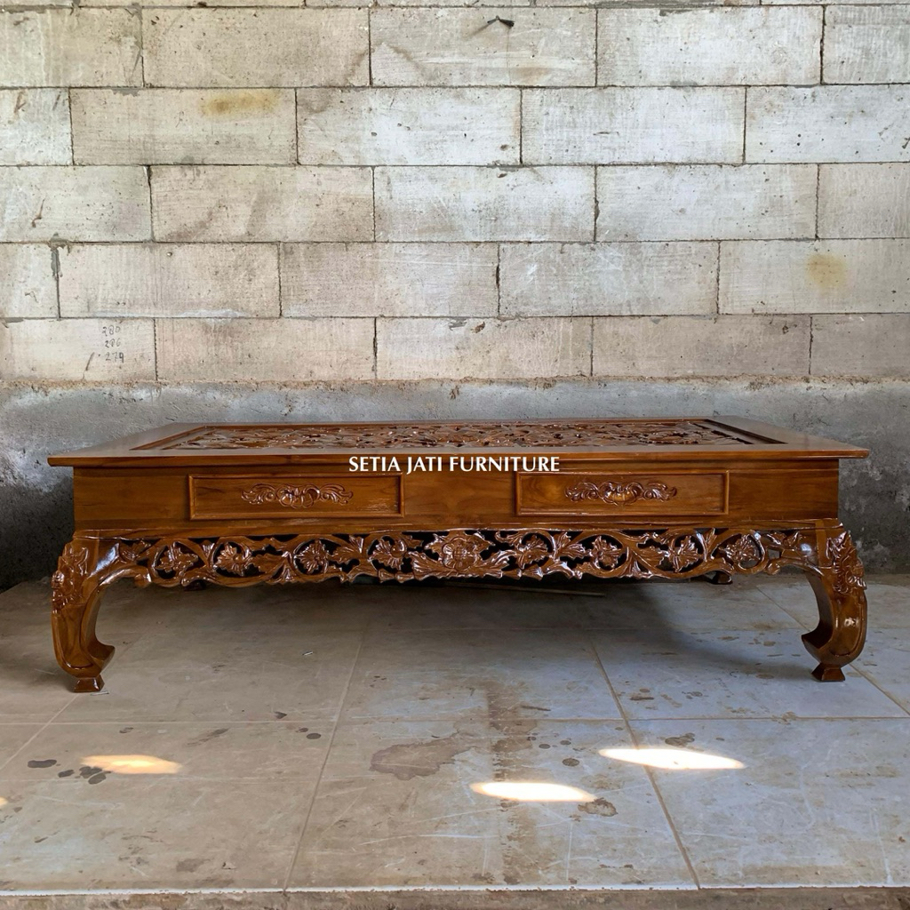 Meja Tamu Ketapang Ukiran Jepara
