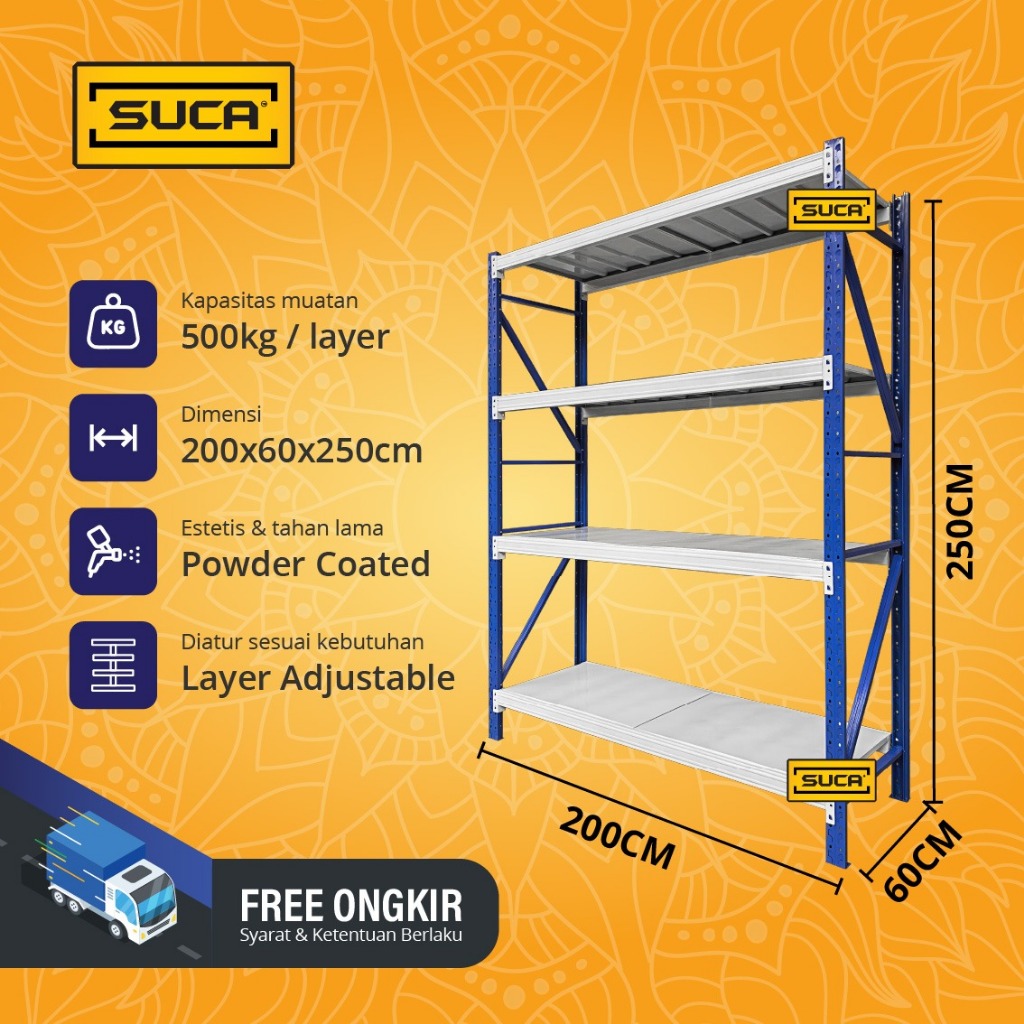 Rak Gudang SUCA Medium Duty 300 - 500 KG / Tingkat