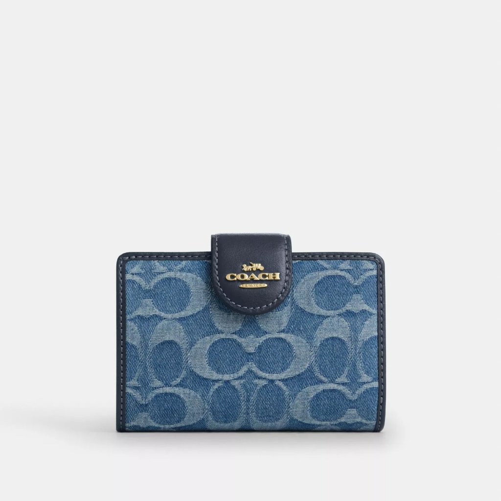 Coach Medium Corner Zip Wallet In Denim - Dompet Wanita
