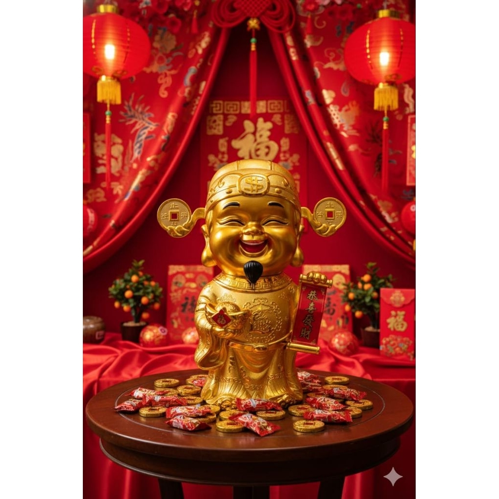 Wadah patung cokelat Imlek Patung Dewa Cai Shen 38g