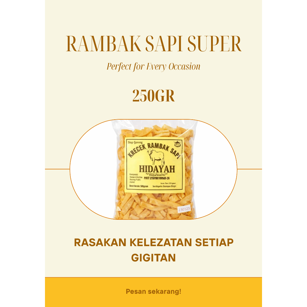 krupuk Rambak Sapi Mentah Stik Mie Super / Krecek Rambak Sapi Asli Mojokerto