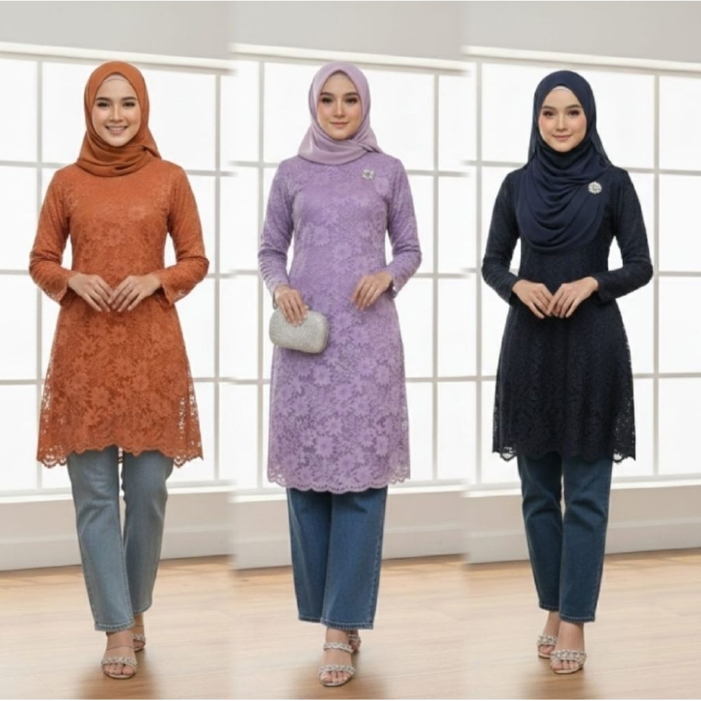 Atasan Tunik Brokat Qiana / Kebaya Pesta / Kebaya Terbaru / Kebaya Terlaris