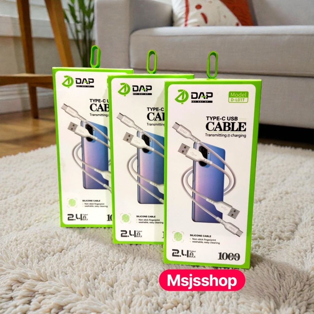 KABEL DATA DAP D-L01T TYPE C 2.4A KABEL CHARGER DAP TYPE C D-L01T 2.4A 1M ORIGINAL