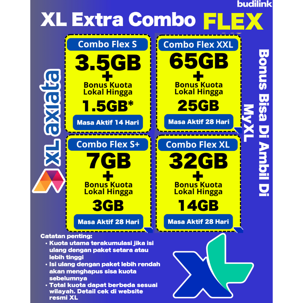 Kuota XL Flex – Kuota Utama + Lokal + Bonus Nelpon