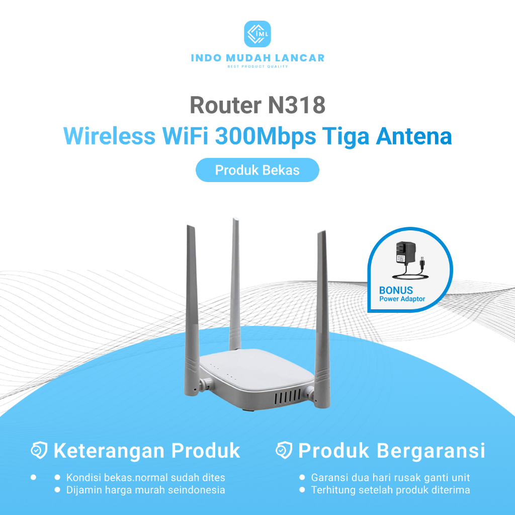 Router Tenda N318 Wiresless WiFi 300Mbps 3 Antenna | Router Bekas Original Bonus Adaptor