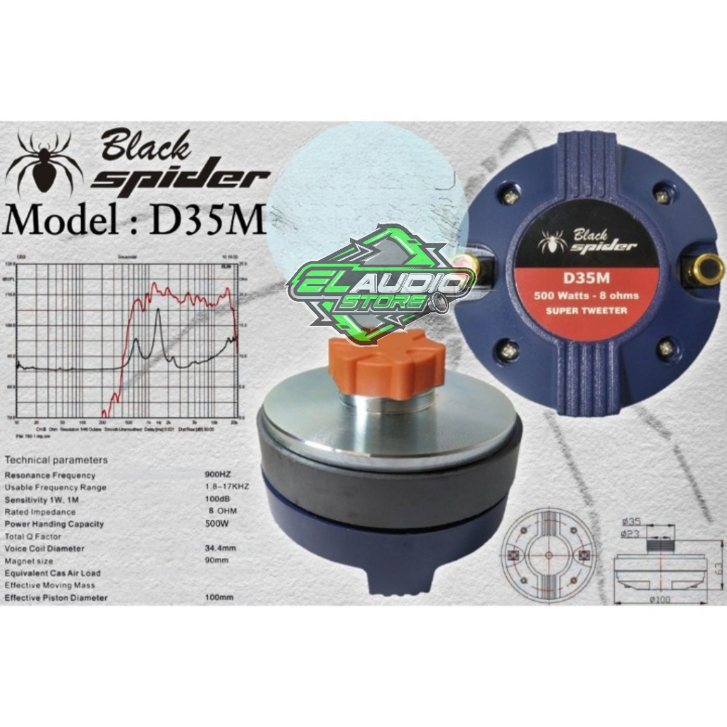 DRIVER TWEETER BLACK SPIDER D35M twiter black spider d35M