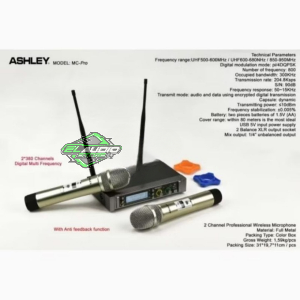Microphone Wireless ASHLEY Type MC-PRO / Microphone MC PRO Original ASHLEY