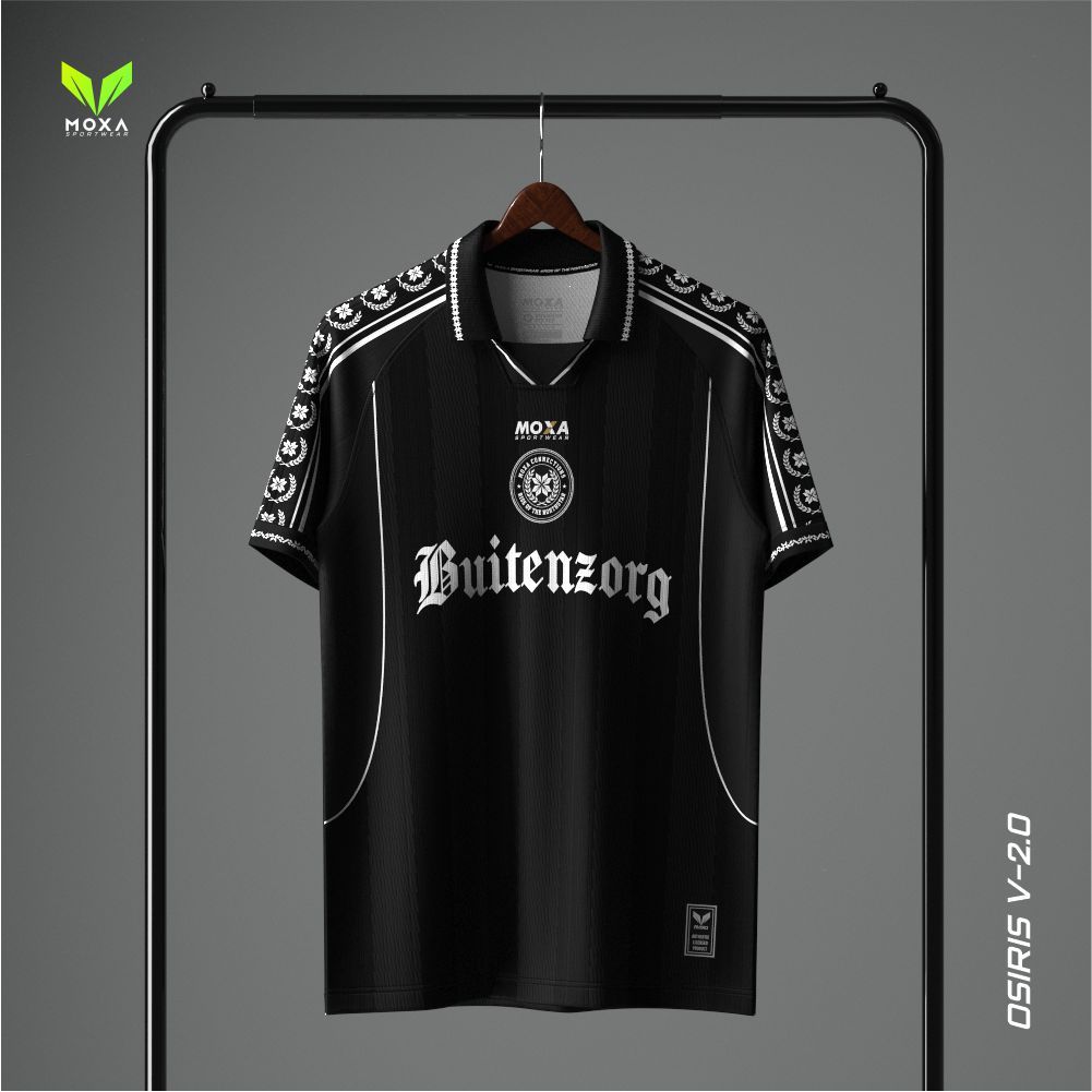 Moxa Sportwear Jersey Vintage MU Hitam 25/26 Dryfit Unisex Kerah V-Neck Insert Retro Full Print Subl