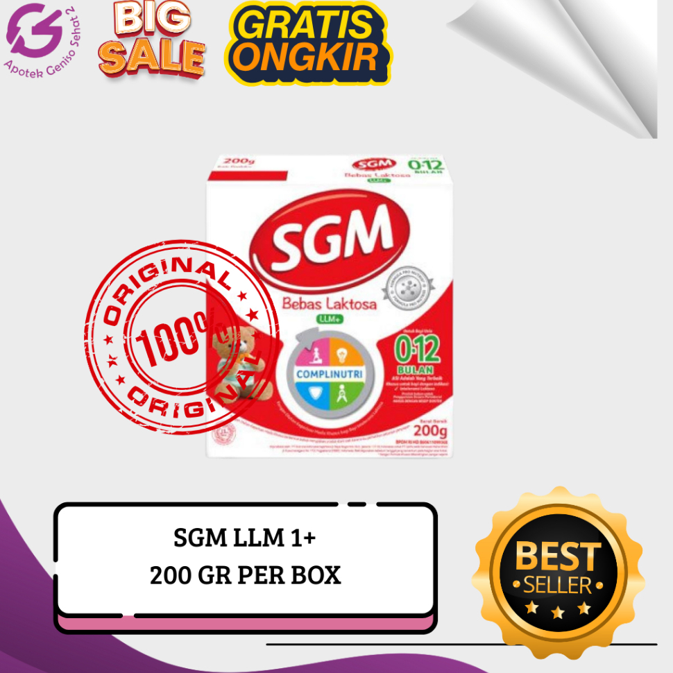 SUSU FORMULA SGM LLM 1+ BEBAS LAKTOSA @200 GRAM