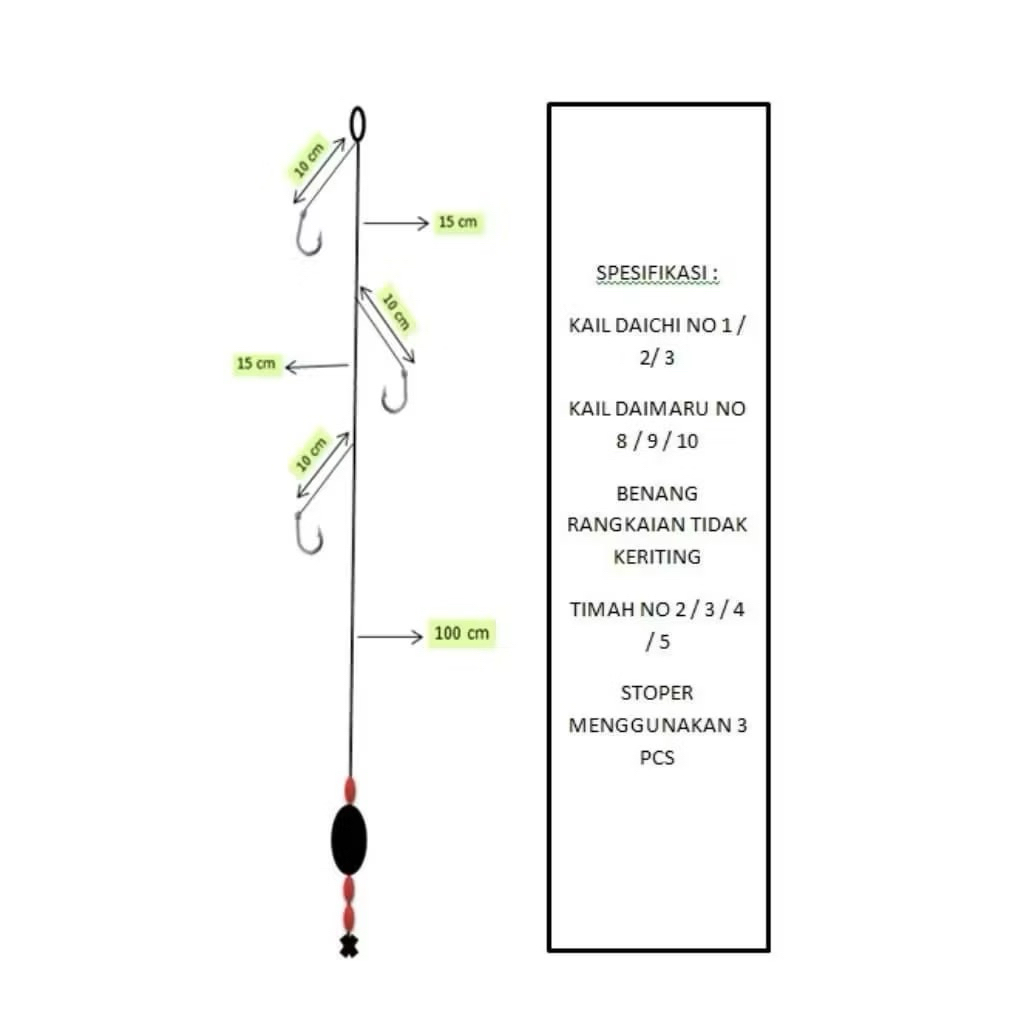 Rangkaian mancing ikan gurame 4 mata kail rakitan gurame