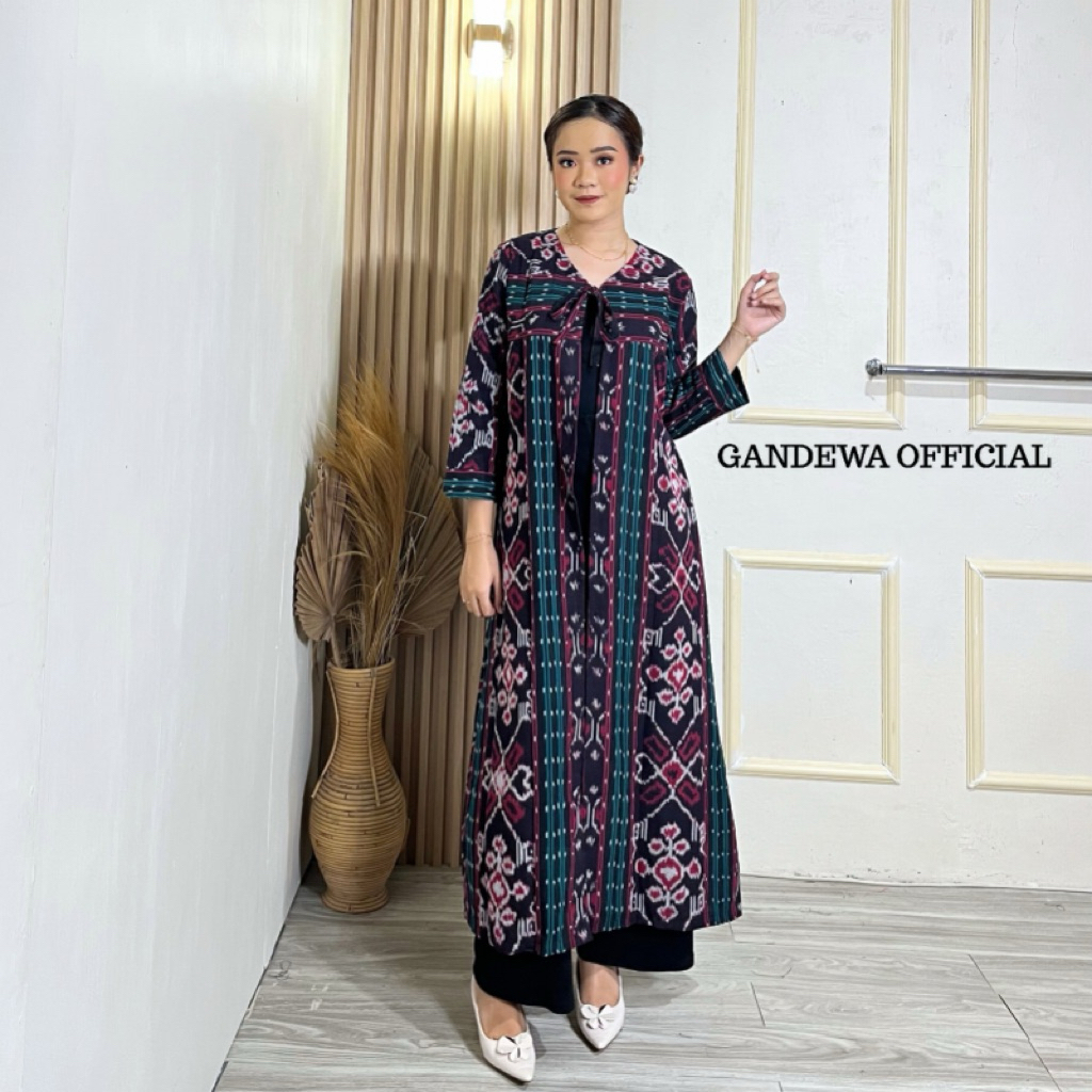 Gamis Dress Casual Tenun Blanket Tradisional Etnik Motif Toraja