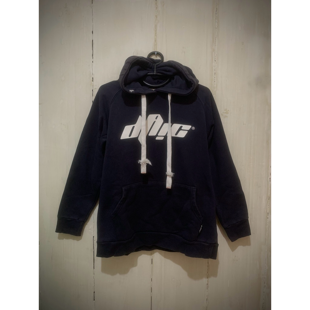 Hoodie Pria Biru Navy Logo Putih Size L | Jaket Hoodie | Preloved