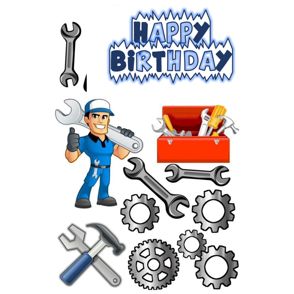 Topper BENGKEL MOBIL | Topper Cake BENGKEL MONTIR Custom Nama | Hiasan Kue Ultah Tema BENGKEL MURAH 