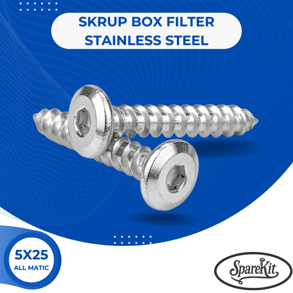SKRUP / BAUT BOX FILTER ALL MATIC 5x25 STAINLESS STEEL CHAMFERED HEAD