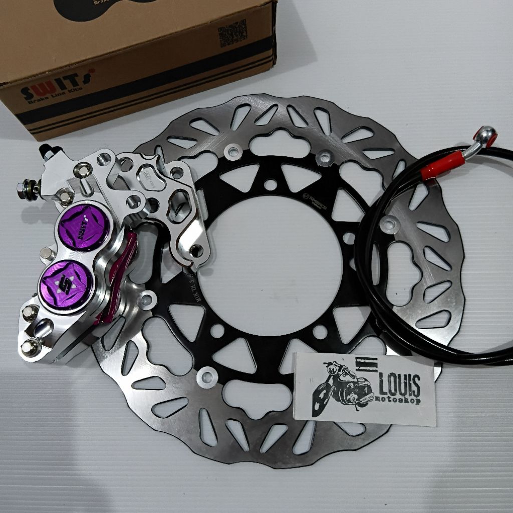 Paket kaliper MX KING lubang 5 kaliper bigpot SWITS 4P piringan lebar 300mm modal bulat / model psm 