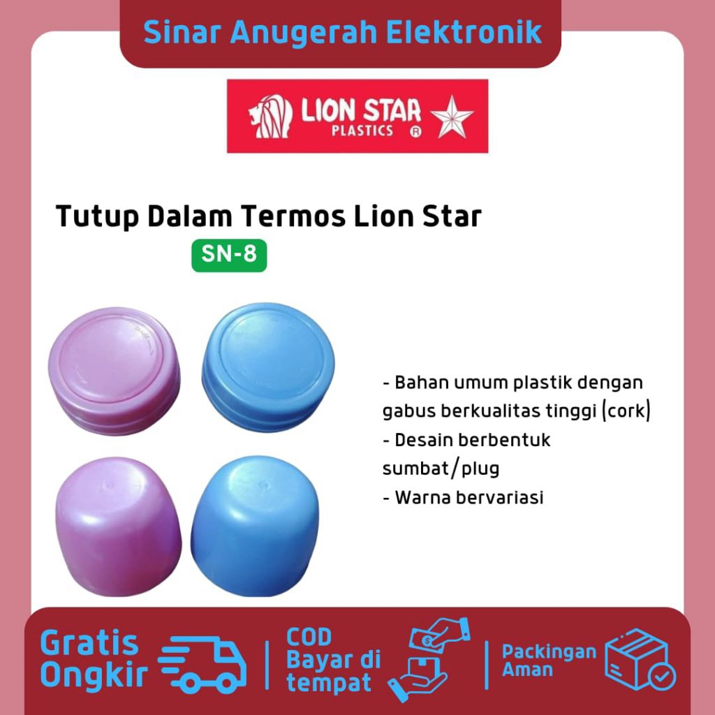 PROMO LION STAR ORIGINAL TUTUP DALAM & TUTUP LUAR TERMOS AIR PANAS LION STAR SOLARIS 2 LITER