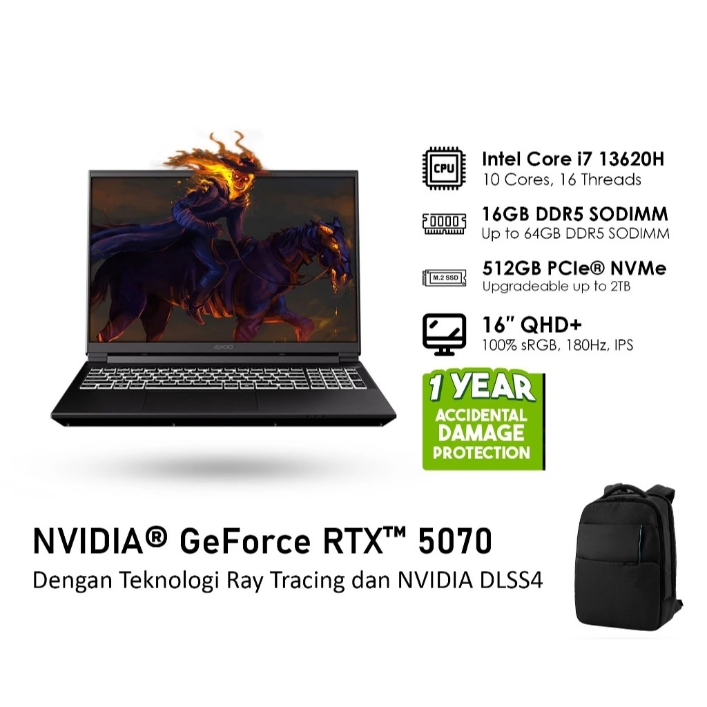 Axioo Pongo 775 Core i7-13620H 16GB 512GB RTX5070 8GB Win11 16" QHD 180Hz