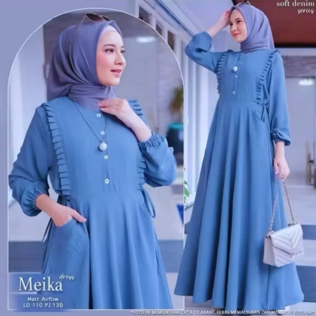 Baju Dress Wanita Gamis Rempel Meika