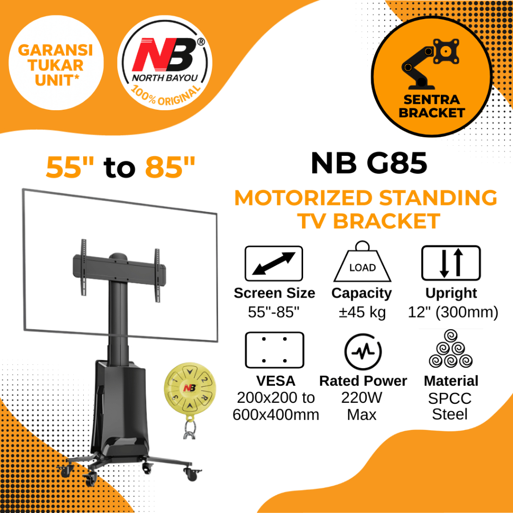 North Bayou NB G85 Bracket Standing Motorized 55 to 85 Inch Untuk Display TV LCD LED OLED