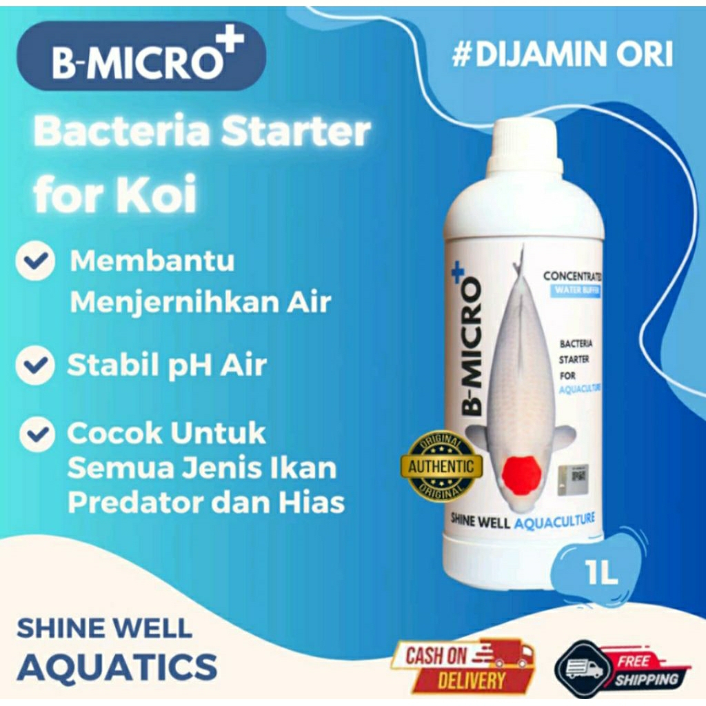 1 Liter / 1000 ML Bmicro+ Bakteri starter Penjernih air Pengurai kotoran ikan Aquarium dan kolam