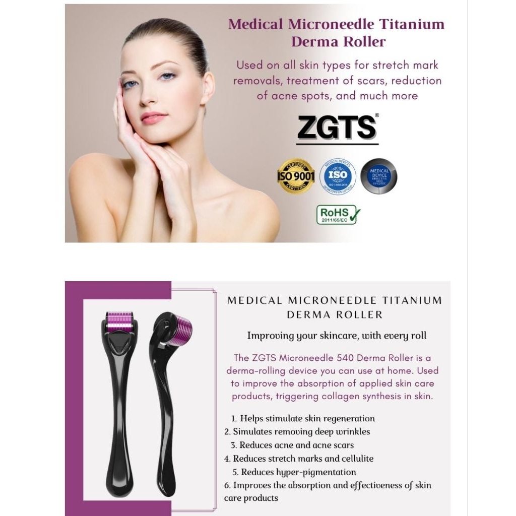DERMAROLLER ZGTS TITANIUM 540 NEEDLES / DERMAROLLER  PURPLE