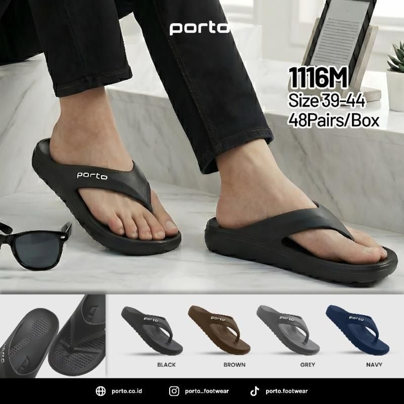 Sendal Jepit Dewasa Pria Wanita Unisex Sendal Porto 1116M EVA Sendal Jepit Bahan Karet