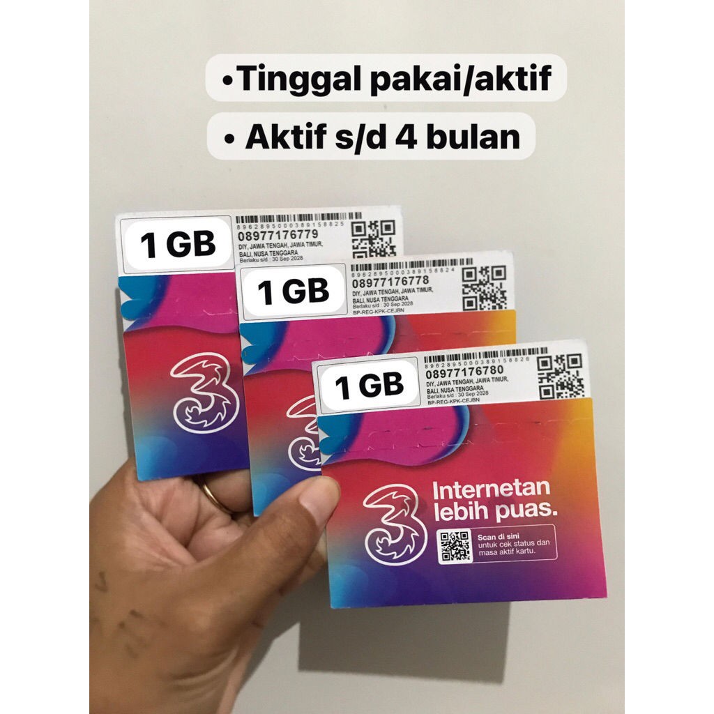 KARTU TRI KARTU 3 AKTIF 1GB