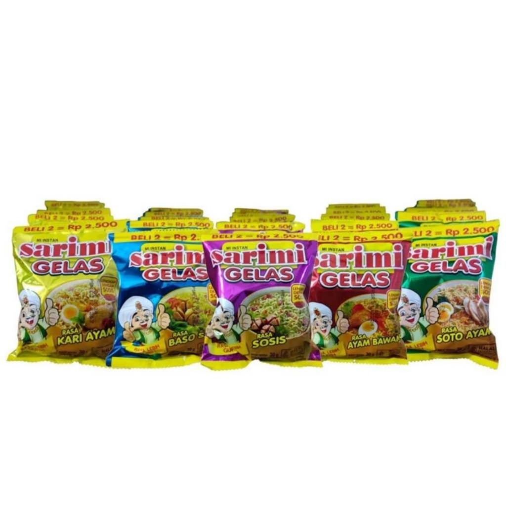 Sarimi Gelas 1 Renteng 10 pcs - Mie Instan - Goreng Noodles Makanan - ayam pedas dower- soto ayam- b
