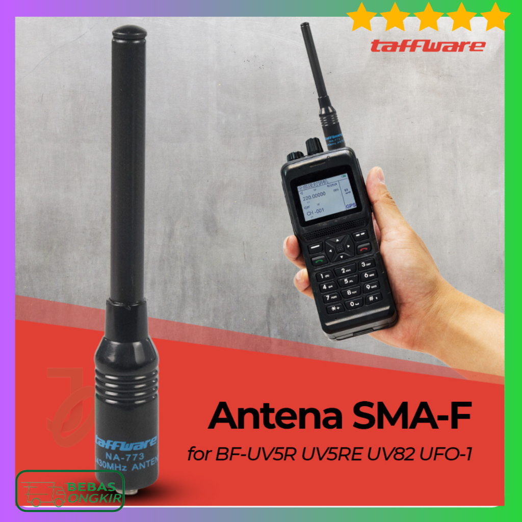 Antena HT Walkie Talkie Telescoptic Dual Band 144/430 MHz SMA-F Taffware NA-773 Sinyal Kuat