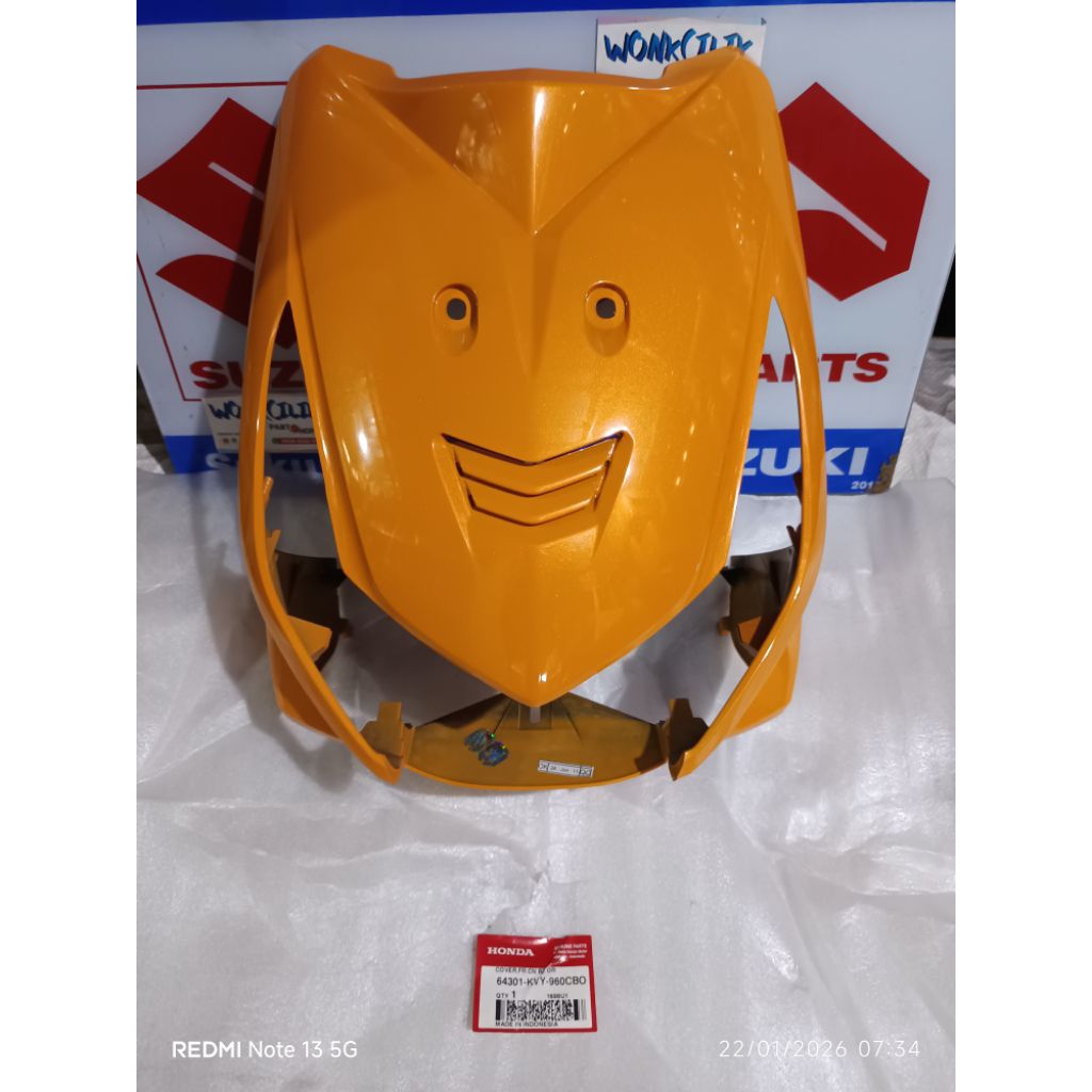 civer body depan panel dasi tameng lampu depan honda beat karbu oren original AHM